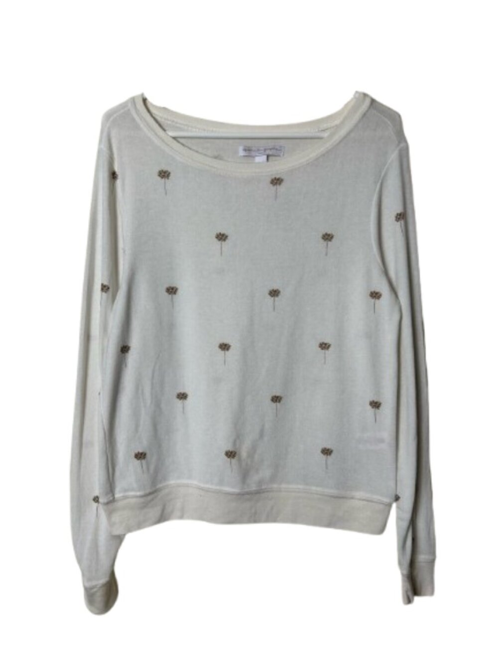 Spiritual Gangster ivory lotus print lightweight sweatshirt S lounge cozy